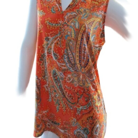 🧡 LAUREN Ralph Lauren Sleeveless Paisley Blouse 💃 - Picture 5 of 6